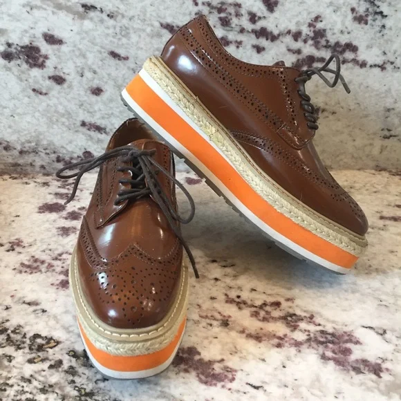 PRADA | Platform Jute Espadrilles Brogues Size 38 - Picture 3 of 16